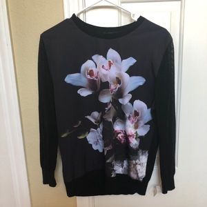 TED BAKER LONDON orchid  mesh long sleeve top sz 3